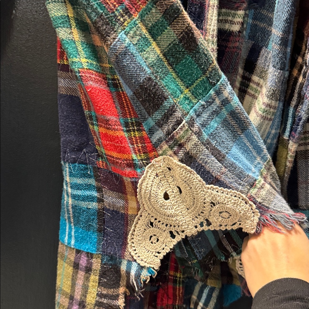 Free People Plaid Patchwork Button Down - image 3